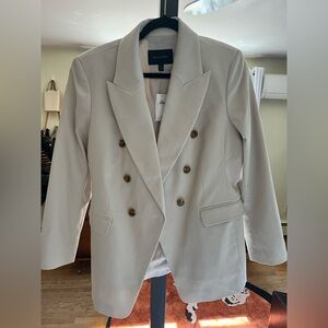 Banana Republic Factory Double-Breasted Cream Blazer